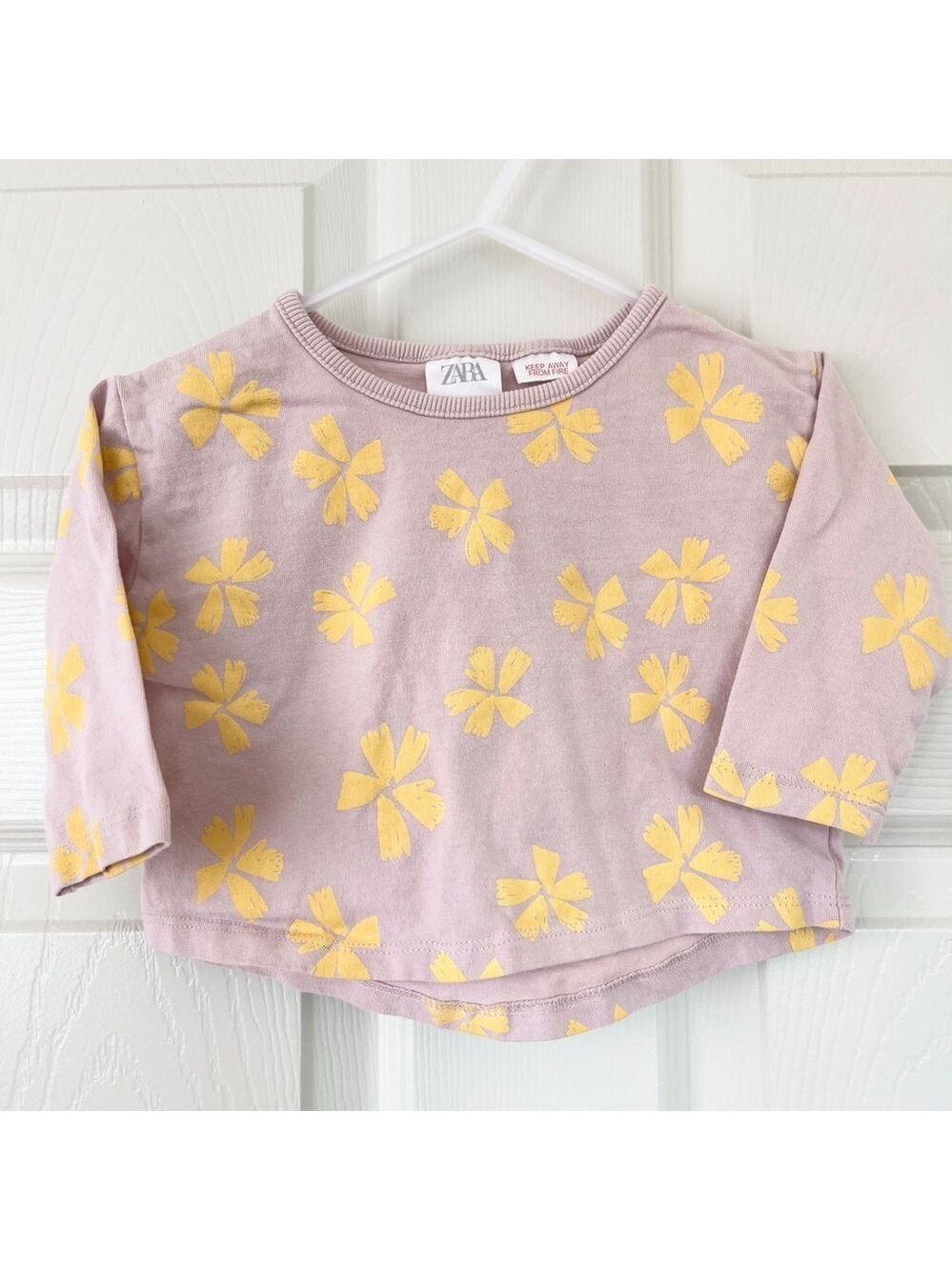 🩵 4/$20 Zara Pink and Yellow Long Sleeve Tee with Floral Design
